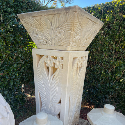 Square Top Frangipani Bird Bath