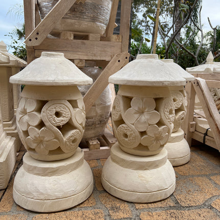 Limestone Frangipani Swirl  Sphere Lantern