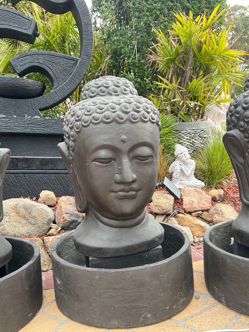 Black Buddha Head Water Feature Medium