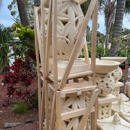 Limestone Palm Bird Bath Tall