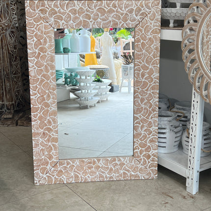 Frangipani Washed Wooden Mirror Large