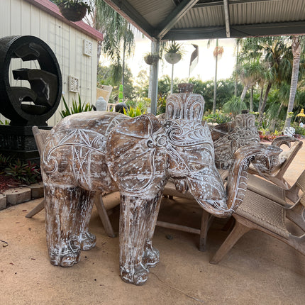 Large Carved Wooden Elephant