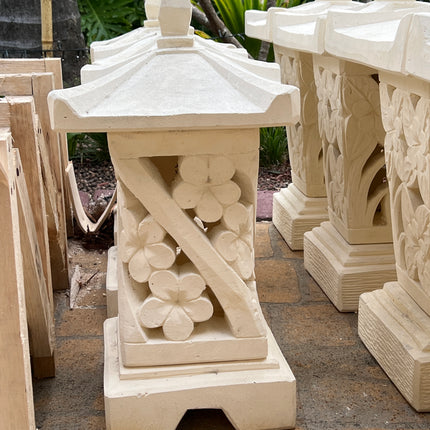 Limestone Frangipani Swirl Lantern