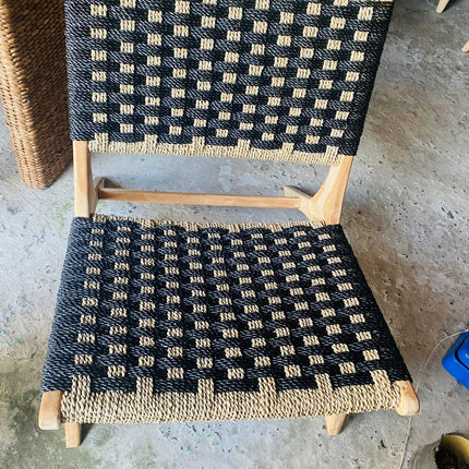 Hand Made Patterend Black Rattan Chairs