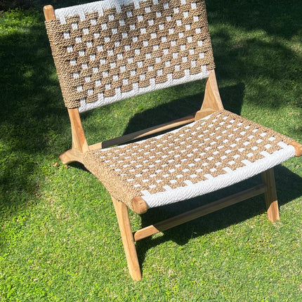 Hand Made Patterned White Rattan Chairs