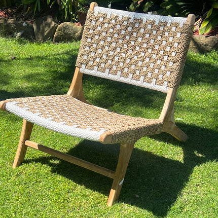 Hand Made Patterned White Rattan Chairs