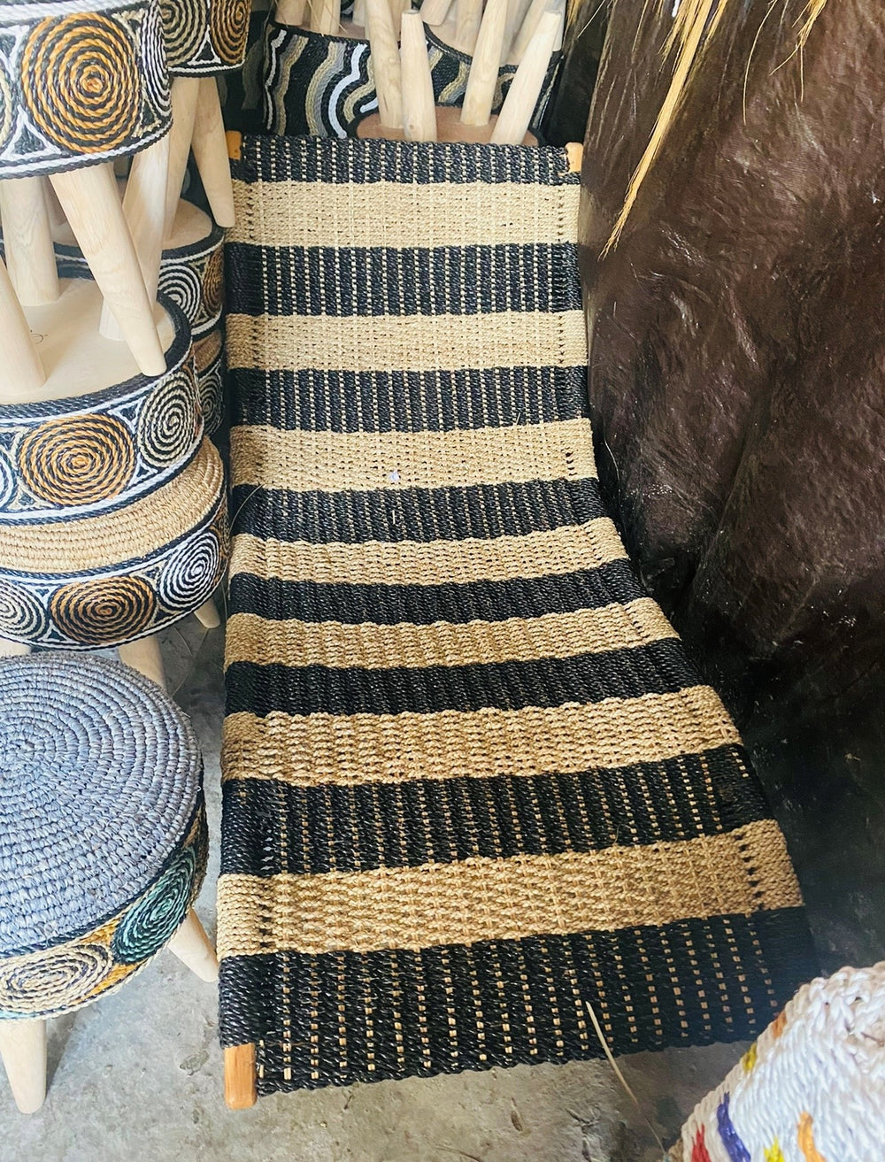 Lounge - Hand Made Black Patterned Rattan