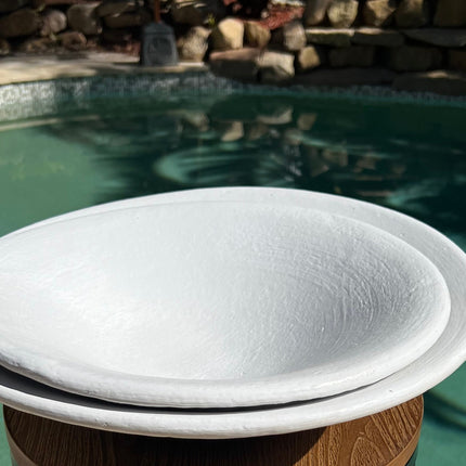 Brushed White Wide Brimmed Dish