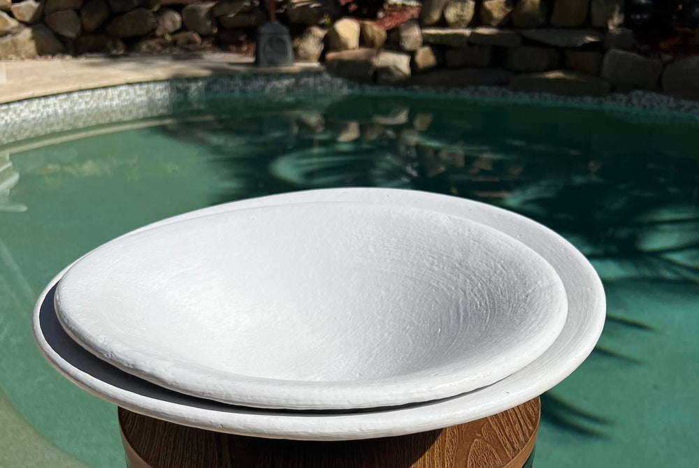 Brushed White Wide Brimmed Dish