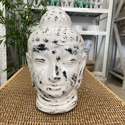 Buddha Head - White Resin