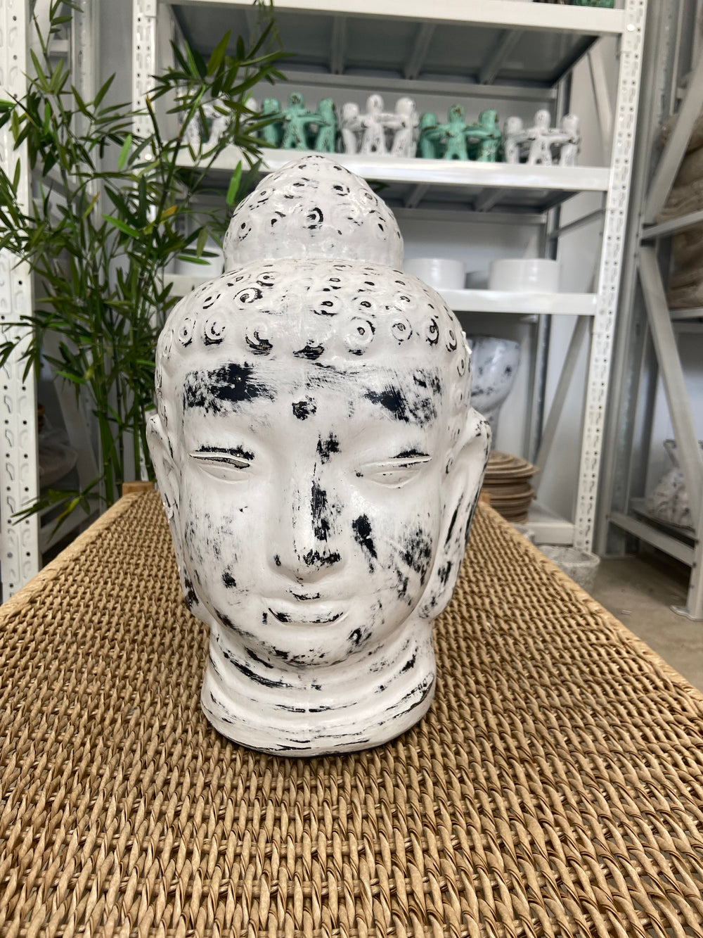 Buddha Head - White Resin