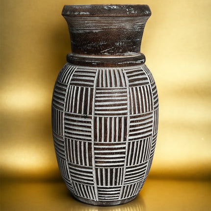 Wooden Crosshatch Pot