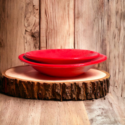 Bright Red Wide Brimmed Dish