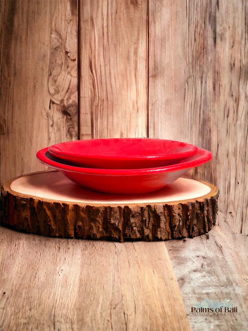 Bright Red Wide Brimmed Dish