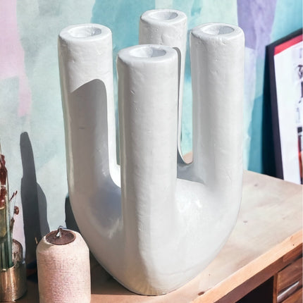 Brushed White Stool Vase