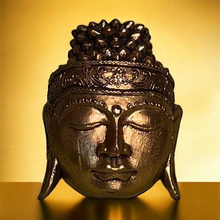 Small Wooden Buddha Head (Gold)
