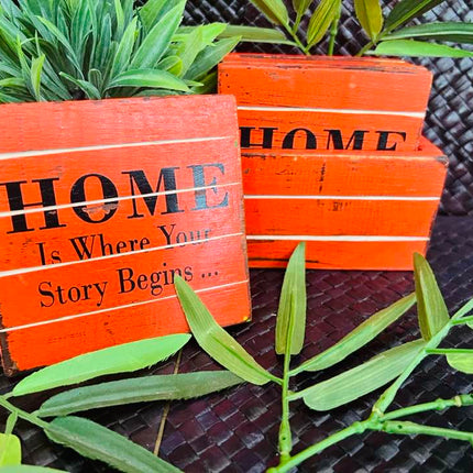 Wooden Coaster Set "Home" Orange